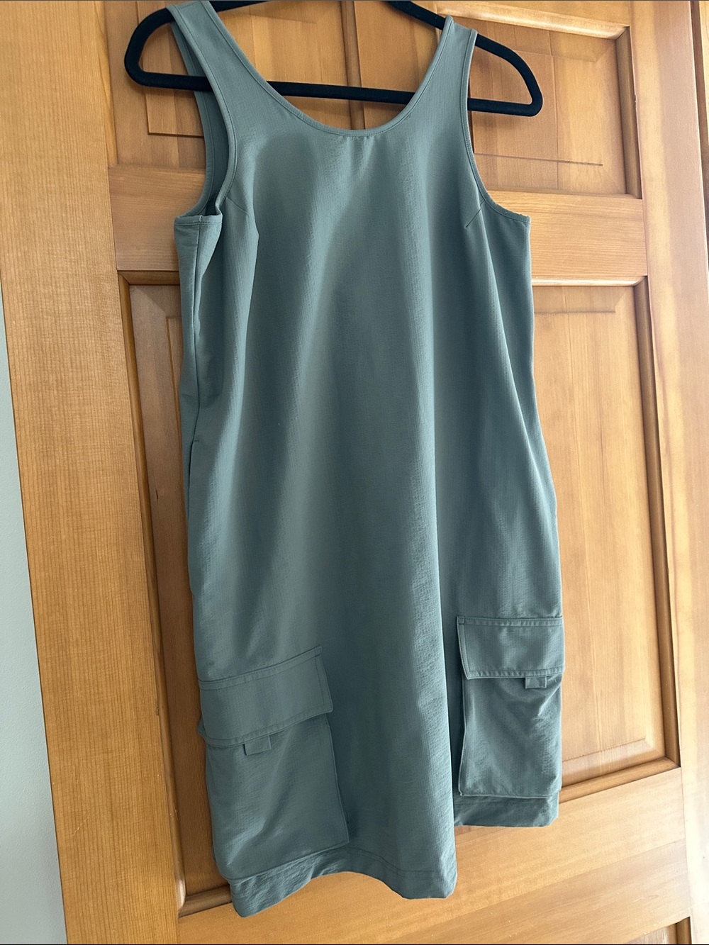 Sleeveless Cargo Pocket Shift Dress in Sage